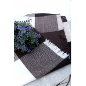 Велика чорна кашемірова хустка косинка в клітину CASHMERE. Photo 2
